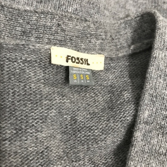 Fossil Vintage Gray Wool Cashmere Blend Sweater Long Knit Cardigan Size Small - Picture 2 of 11